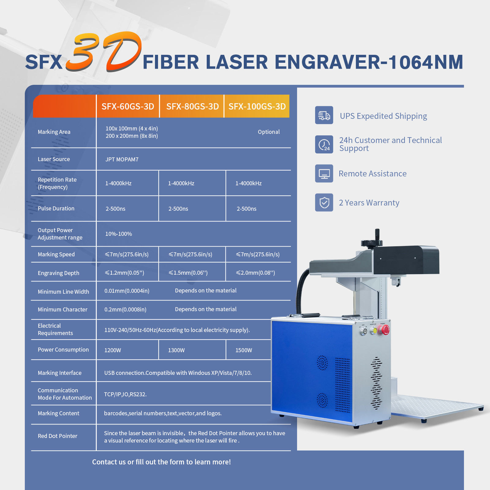 SFX 60W 80W 100W 3D Fiber Laser Engraver FEELTEK 3D Dynamic Focus System Lenmark Software 3D Laser Marking Machine